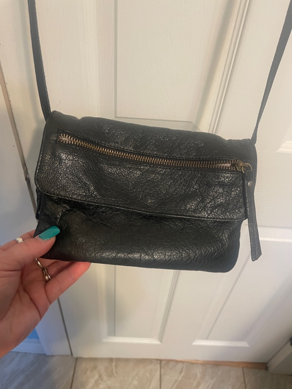 Black Leather Crossbody Bag